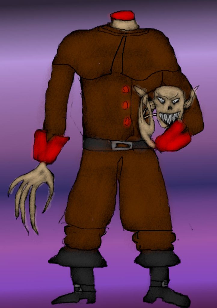 monstruo con la cabeza en la mano